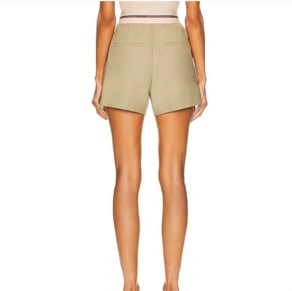 Women's Helmut Lang Logo Band Pull On Shorts In Ceder Stretch Wool Size 8 - Picture 2 of 10